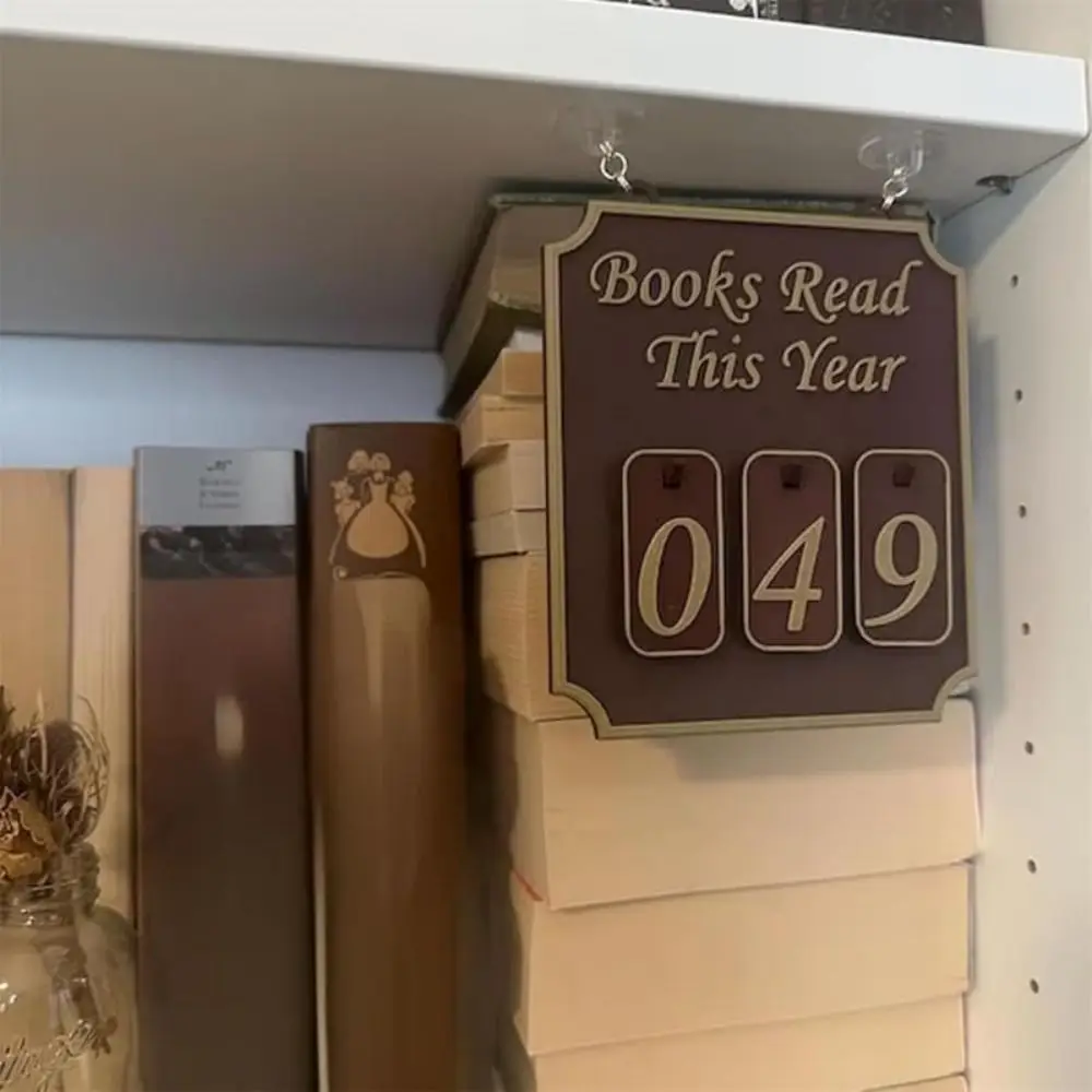 Hanging Bookshelf Counter Books Read This Year Personalized Bookshelf Sign Bookish Decor Reading Counter Reading Plan Management