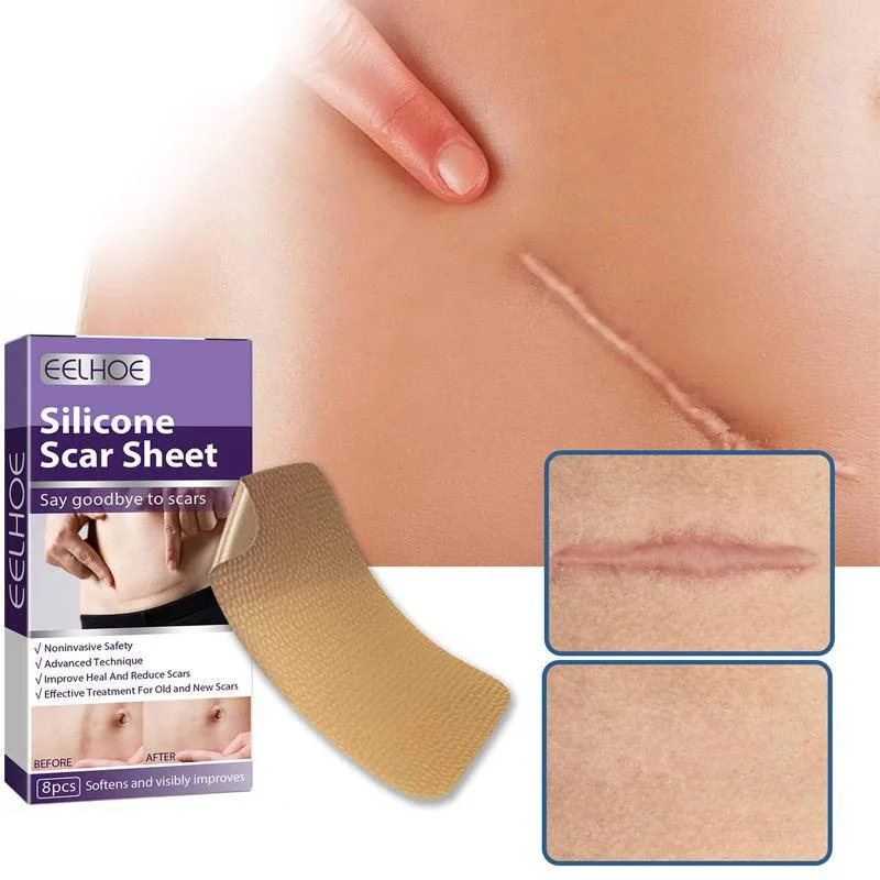 8pcs Silicone Scar Sheets Painless Repair Tape Scar Removal Strips for C-Section Keloid Surgery Burn Acne Repair Efficient