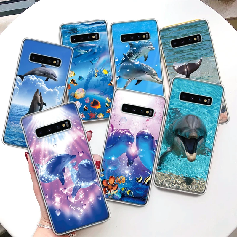 Ocean Dolphin Dance And Jumping Phone Case For M12 M21 M30S M31S M32 M51 M52 Note 10 Lite 20 Ultra 9 8 + J4 J6 Plus J8 Soft Cove