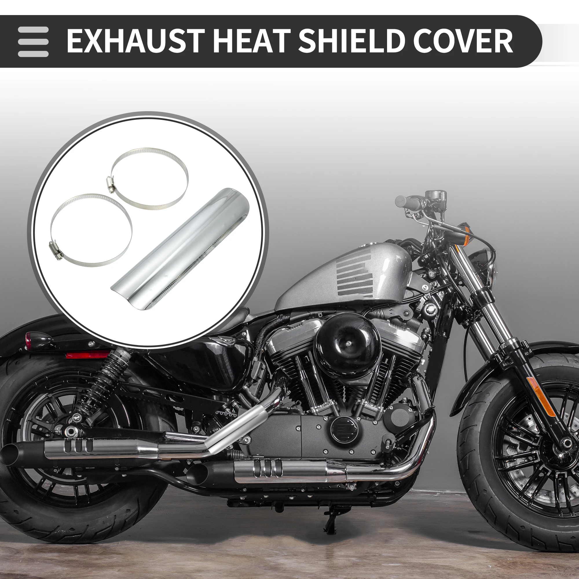 

UXCELL Universal Motorcycle Exhaust Heat Shield Stainless Steel Curved Cover 225x60 226x60 265x55mm Anti‑scald Protector