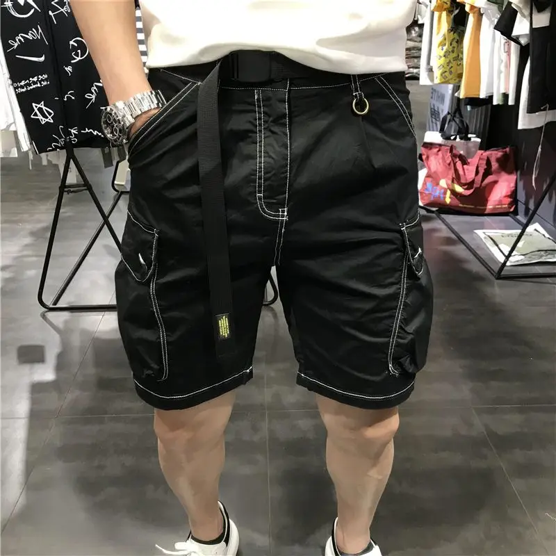 Short Cargo Vert à Poches Multiples pour Homme, Pantalon Court de Travail, Vêtement Large de Luxe, Streetwear à la Mode, Été 2024