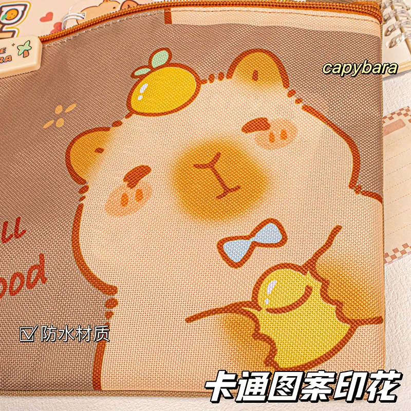 Capybara File Bag Handbag Zipper A4 Large Waterproof File Bag Organizer Folder Documents University Folders Offices Accessories