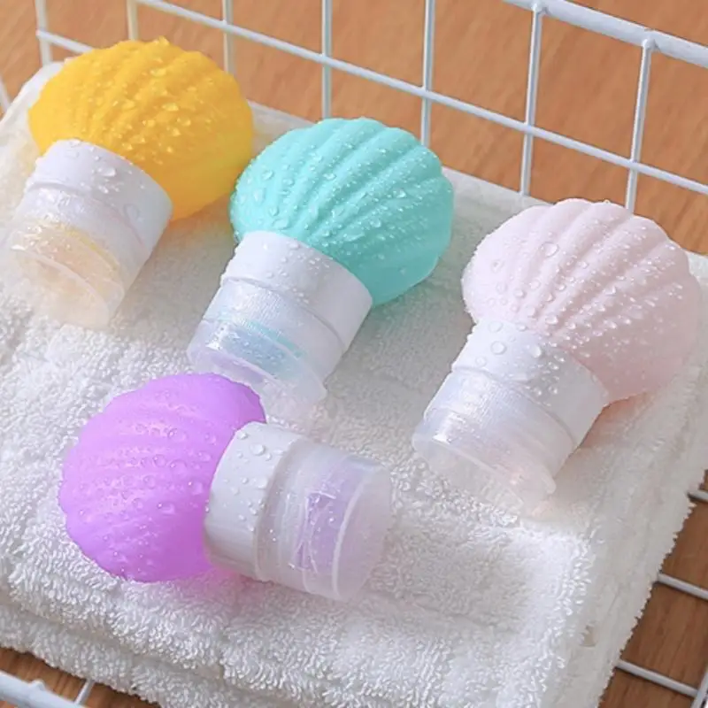 Shell Silicone 40ml/90ml Portable Dispensing Bottles Travel Refill Bottle Shampoo Shower Gel Cosmetic Squeeze Containers Tools