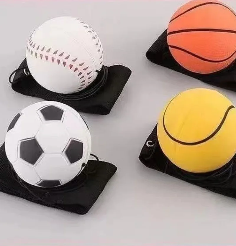 Pelota de rebote de PU para niños y adultos, pelota de fútbol, baloncesto, fútbol, forma de cuerda elástica, pulsera deportiva, correa, juguete de entrenamiento de mano para los ojos, regalo