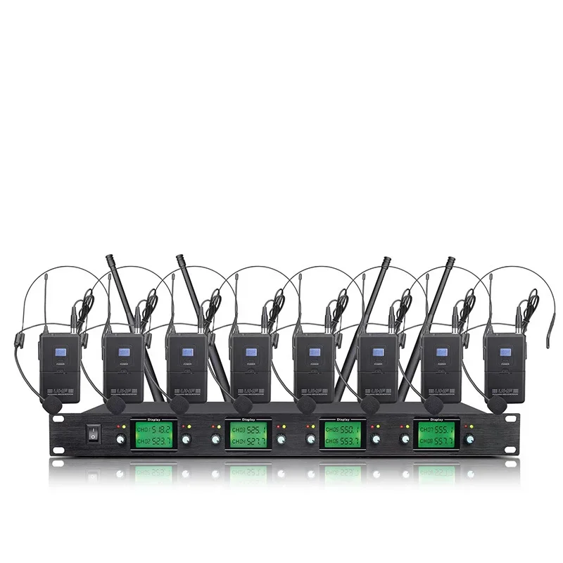 Micrófono dinámico inalámbrico del sistema UHF profesional de 8 canales XTUGA para uso en conferencias