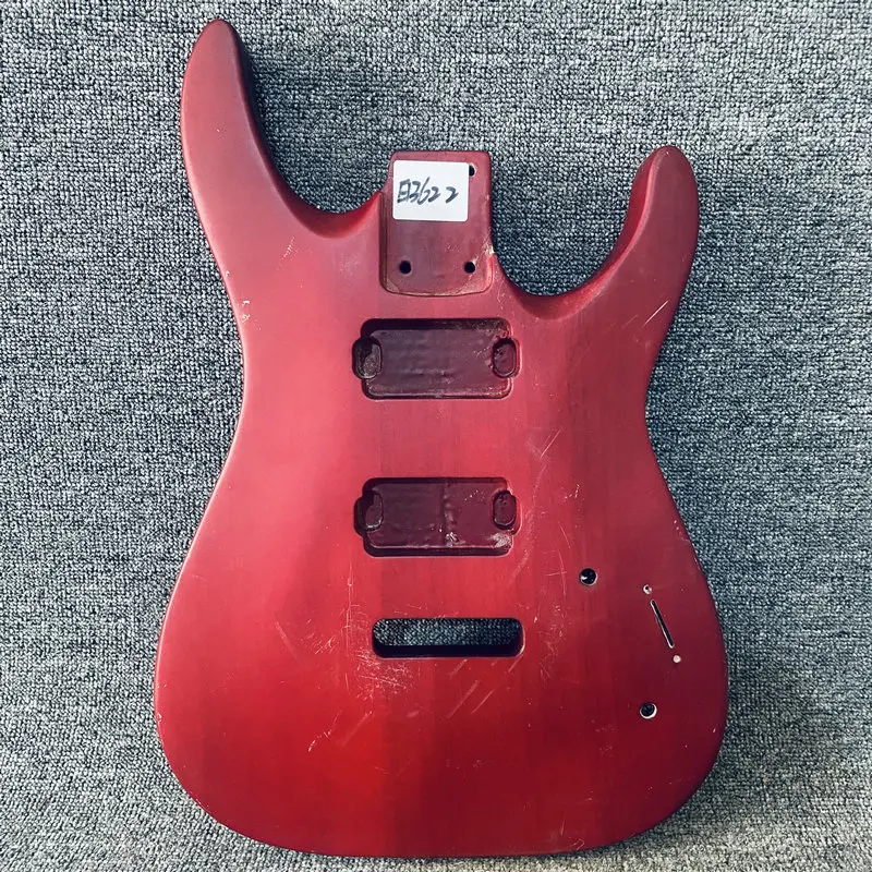 EB622 Matte Wine Red Color Guitar Body with HH Pickup+Tremolo for 6 Strings Strato Guitar Replace and DIY Solid Redwood