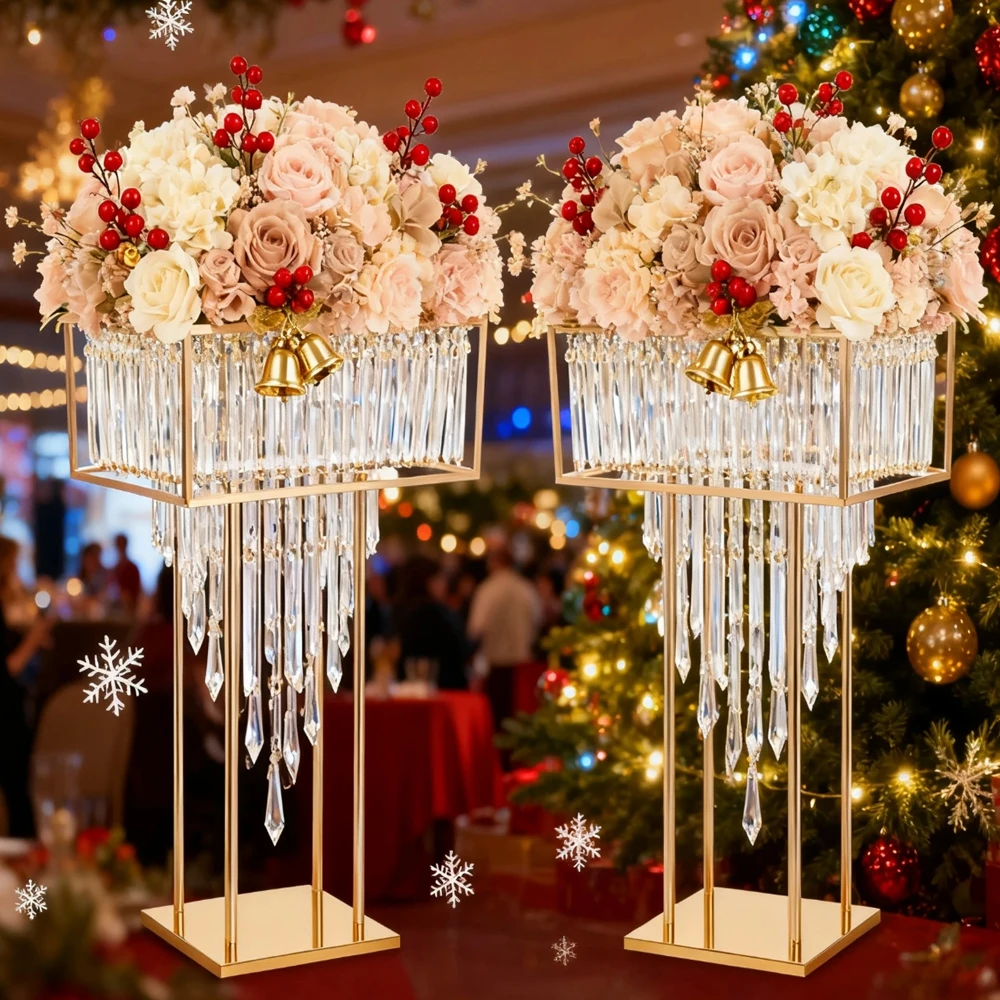 

60-100cm 4pcs sliver Gold Wedding Centerpiece for Table Elegant Metal Flower Stand Vase for Aisle Wedding Reception Decor