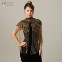 Mantón largo con borlas combinado con vestido Cheongsam, abrigo de boda, chal con cuentas de industria pesada india, chal largo con borlas, vestido árabe