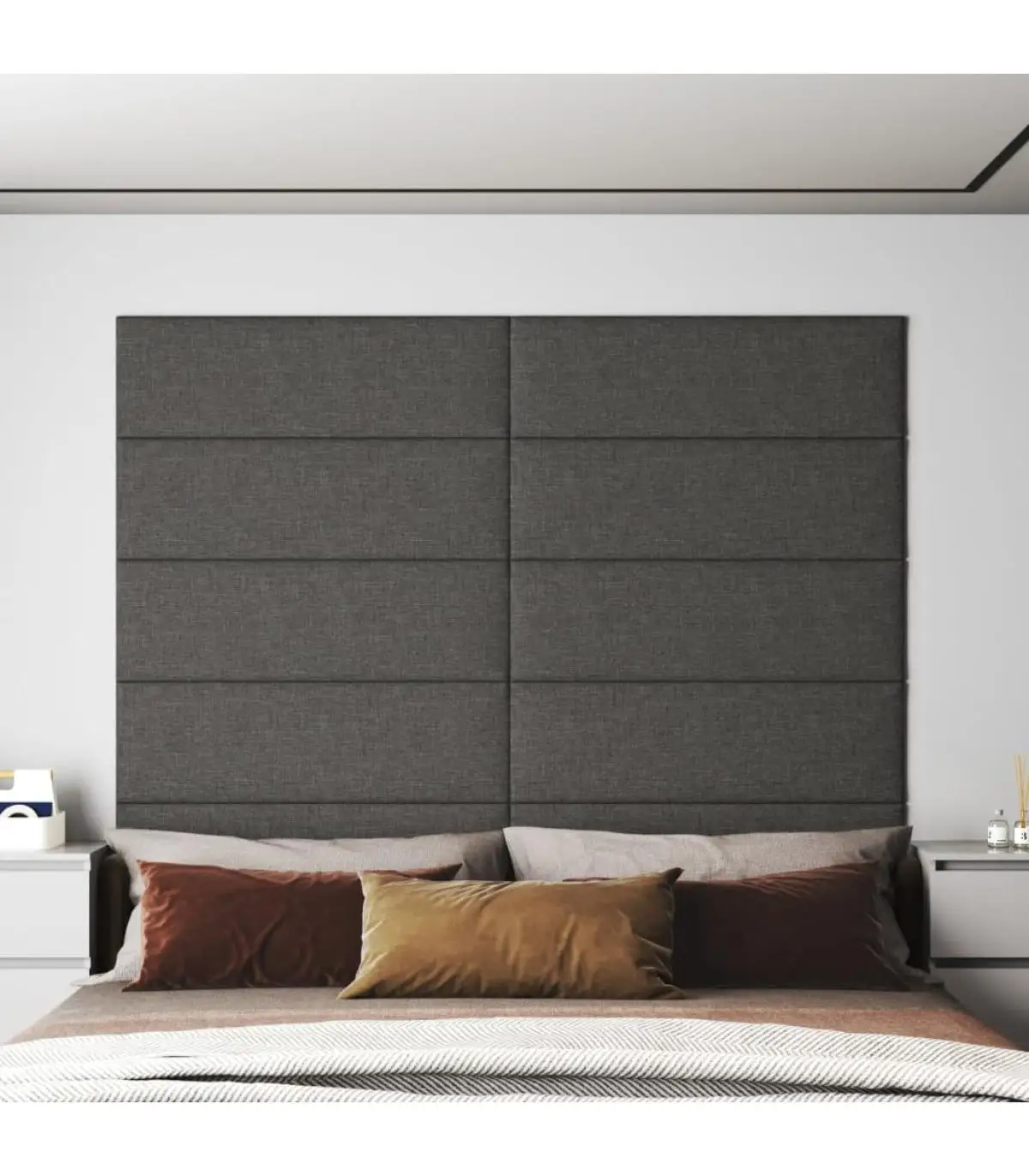 Wall covering wall panels 12 Pins dark gray fabric 90x30 cm 3,24 m²