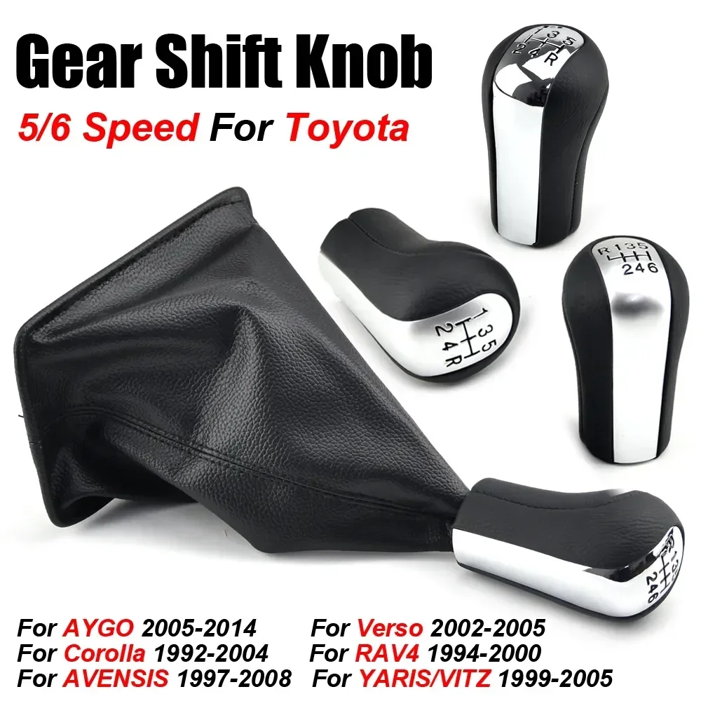 5 6 Speed Gear Shift Knob Lever Shifter Stick Gaiter Boot Cover for Toyota Corolla 1998-2003 AYGO Verso RAV4 YARIS VITZ