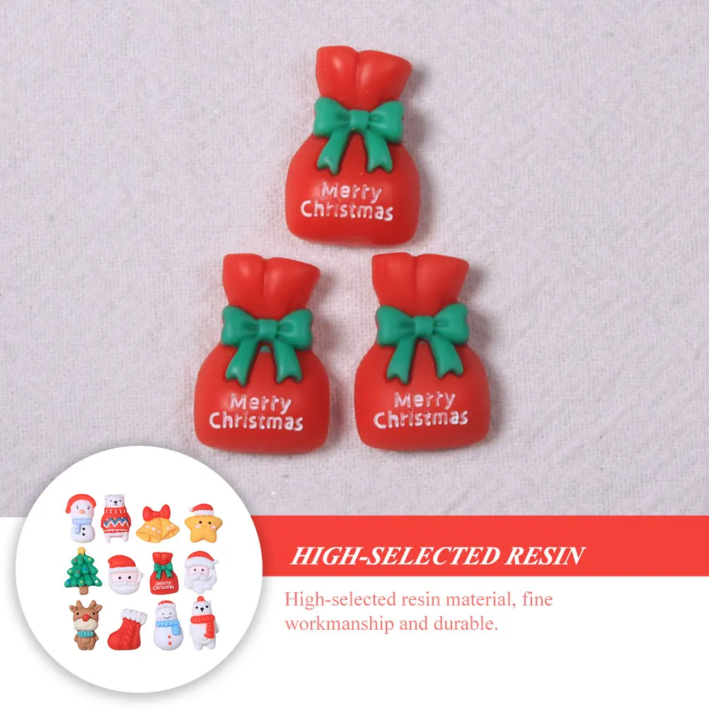 

24pcs Christmas Resin Charms Phone Case Decor Diy Craft Accessories Creative Mobile Phone Ornament Miniature Christmas Hairpin