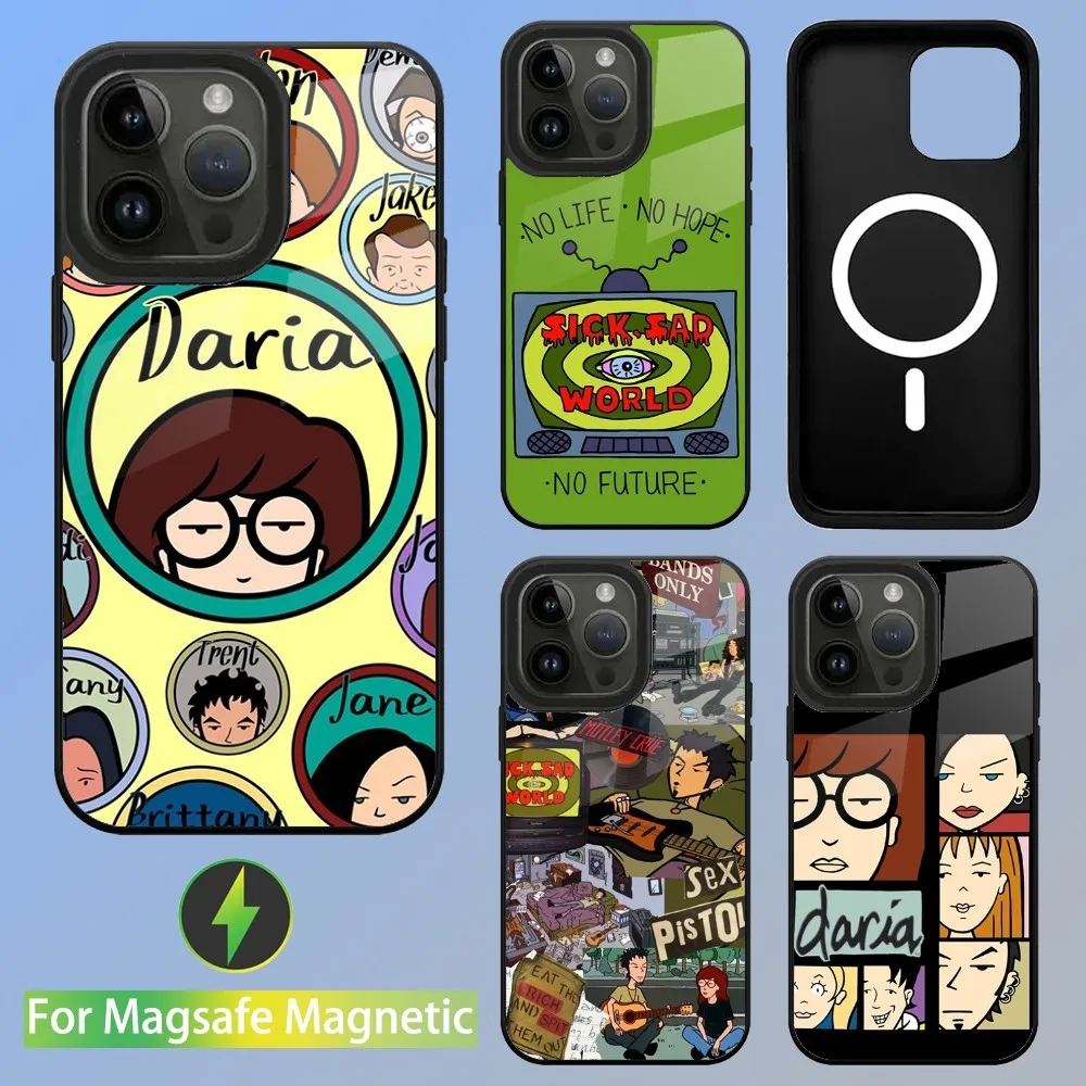 Cartoon D-Daria Phone Case For iPhone 16,15,14,13,12,11,Plus,Pro,Max Mini Magsafe Magnetic Wireless Charging