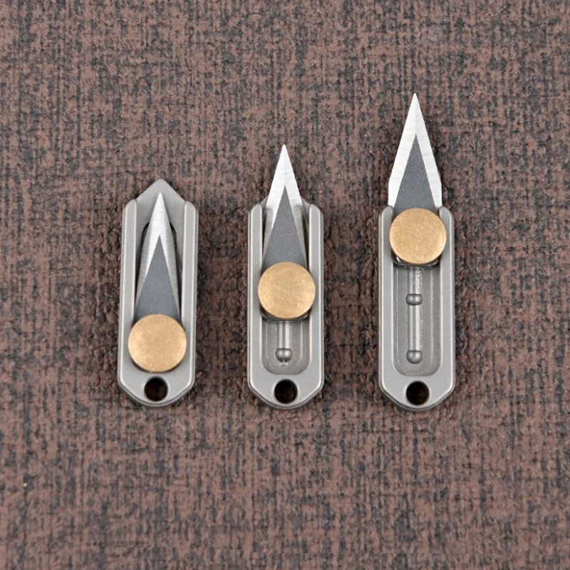 Pure Titanium Mini Push Knife Titanium Alloy Sharp Portable Edc Keychain Pendant Unpacking Express Opening