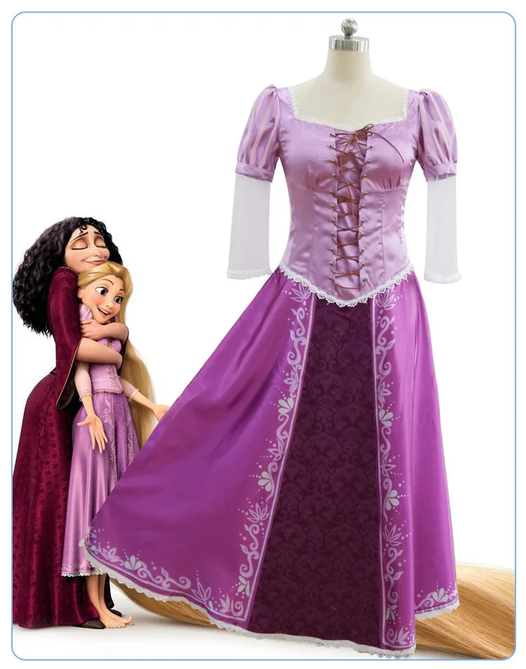 Adult Kids Girls Rapunzel Carnival Halloween Party Fancy Dress Cosplay Tangled Rapunzel Princess Costume for Women Purple