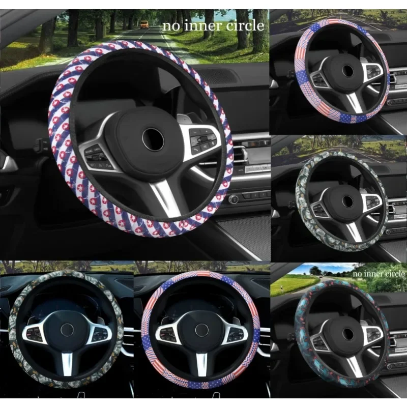 

Car steering wheel cover American flag print handlebar cover no inner ring breathable non-slip steering wheel cover Accessories