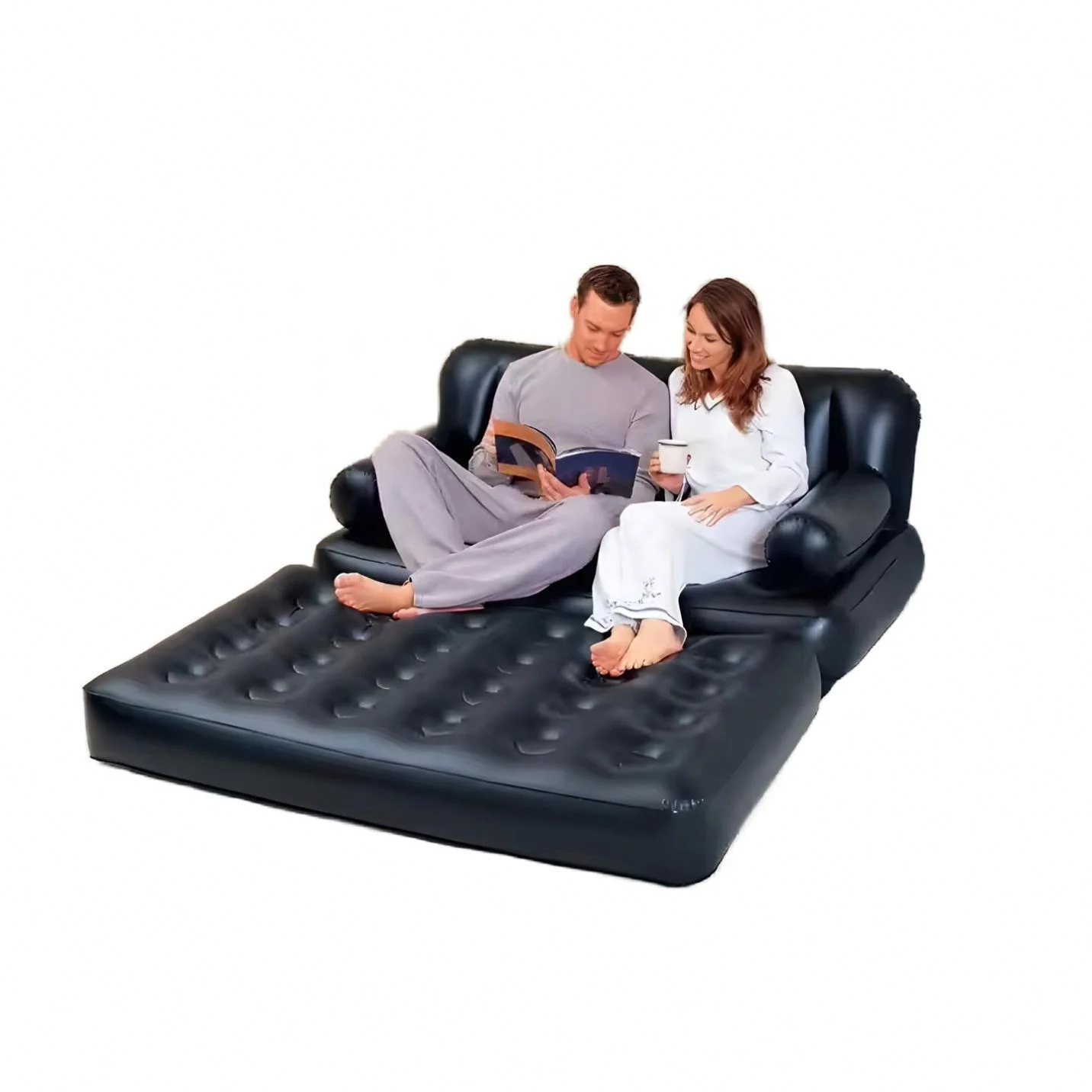 

High Quality Comfortable Black PVC 5 Double Extendable Inflatable Sofa Air Bed