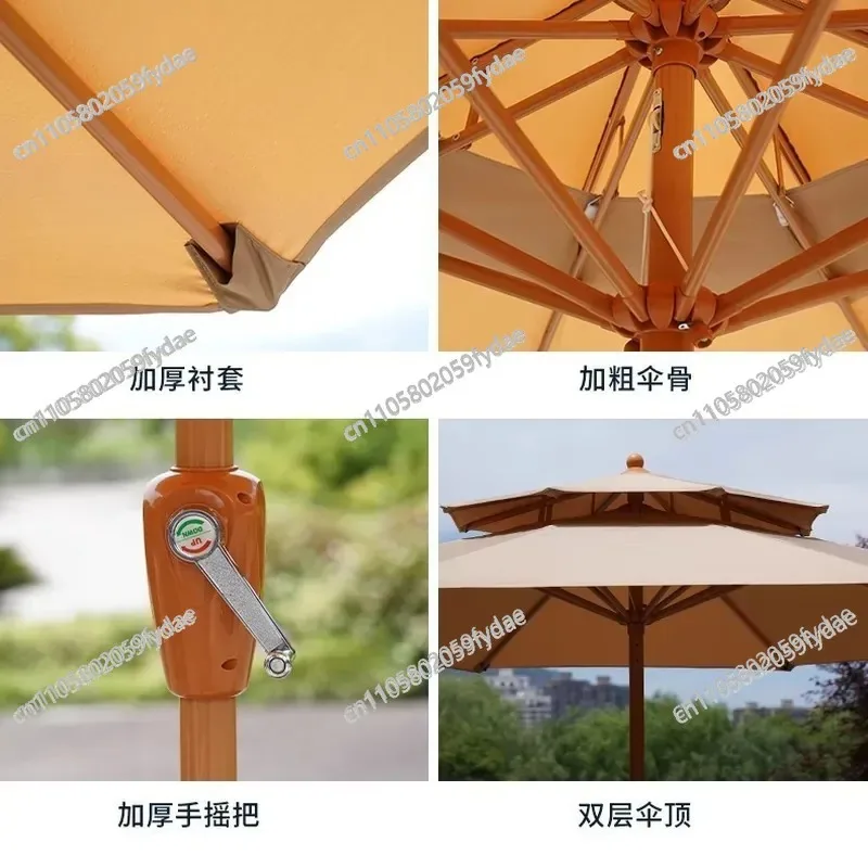 Parasol Courtyard Home Leisure Balcony Waterproof and Sunscreen Stall, Double Top Hand-cranked Central Column Umbrella