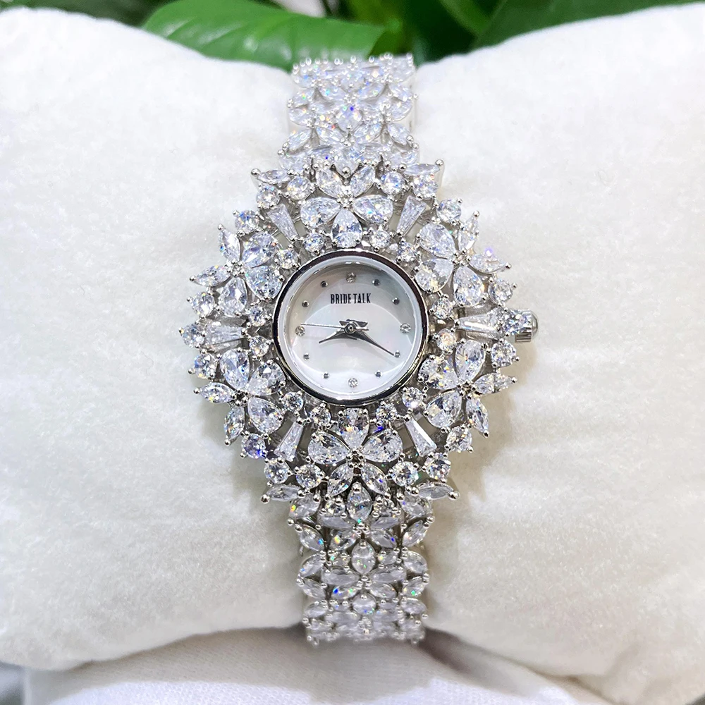 

020126 Luxury Women's Watches 19cm Cubic Zircon Elements Crystal Bracelet Watch for Wedding Party Fashion Bride Watches