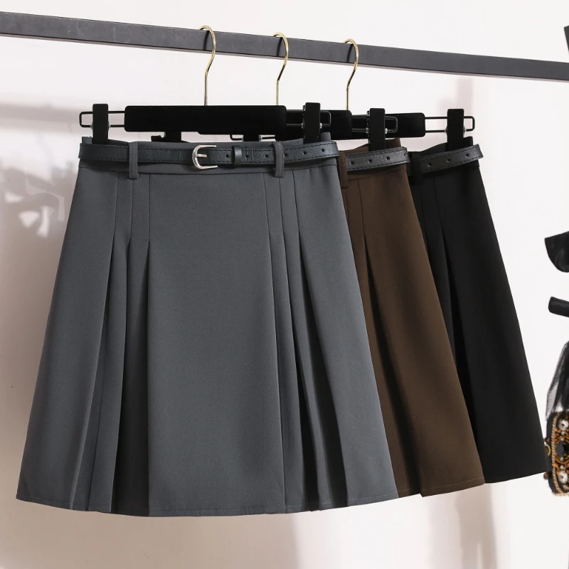 2026 Stylish Loose Suit Fabric Pleated Women's Mini Skirt Anti‑Chafing High Waist A‑Line Slim‑Fit Short Lined Skirts For Ladies