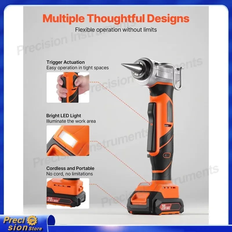For 20V Cordless Pipe Expander Tool 22000RPM PEX Tubing Expander Kit 1/2 3/4 1 Inch Auto AC Refrigeration Flaring