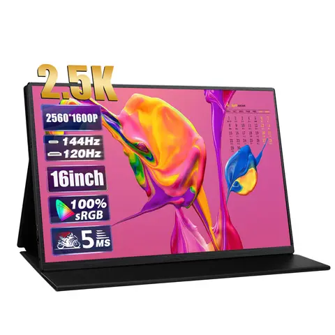 Bilashmart 16" 2K 144Hz Portable Gaming Monitor 100% FHD with 300Nits Type-C HDMI External Screen For PS4/5 Switch Cell Phone PC Loptop