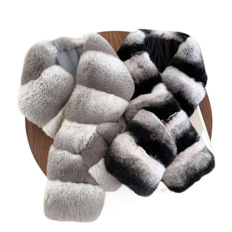 

"Blue Purple Blue Dragon Cat Color" Warm Angora Rex Rabbit Hair Stacked Soft Scarf Plush Fur Scarf Female