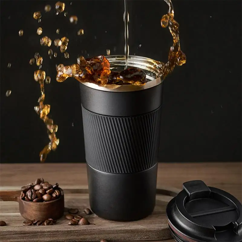 380ml/510ml Coffee Thermos Mug Leak-Proof Non-Slip Car Vacuum Flask Travel Thermal Cup Double-wall Stainless Steel Water Bottle