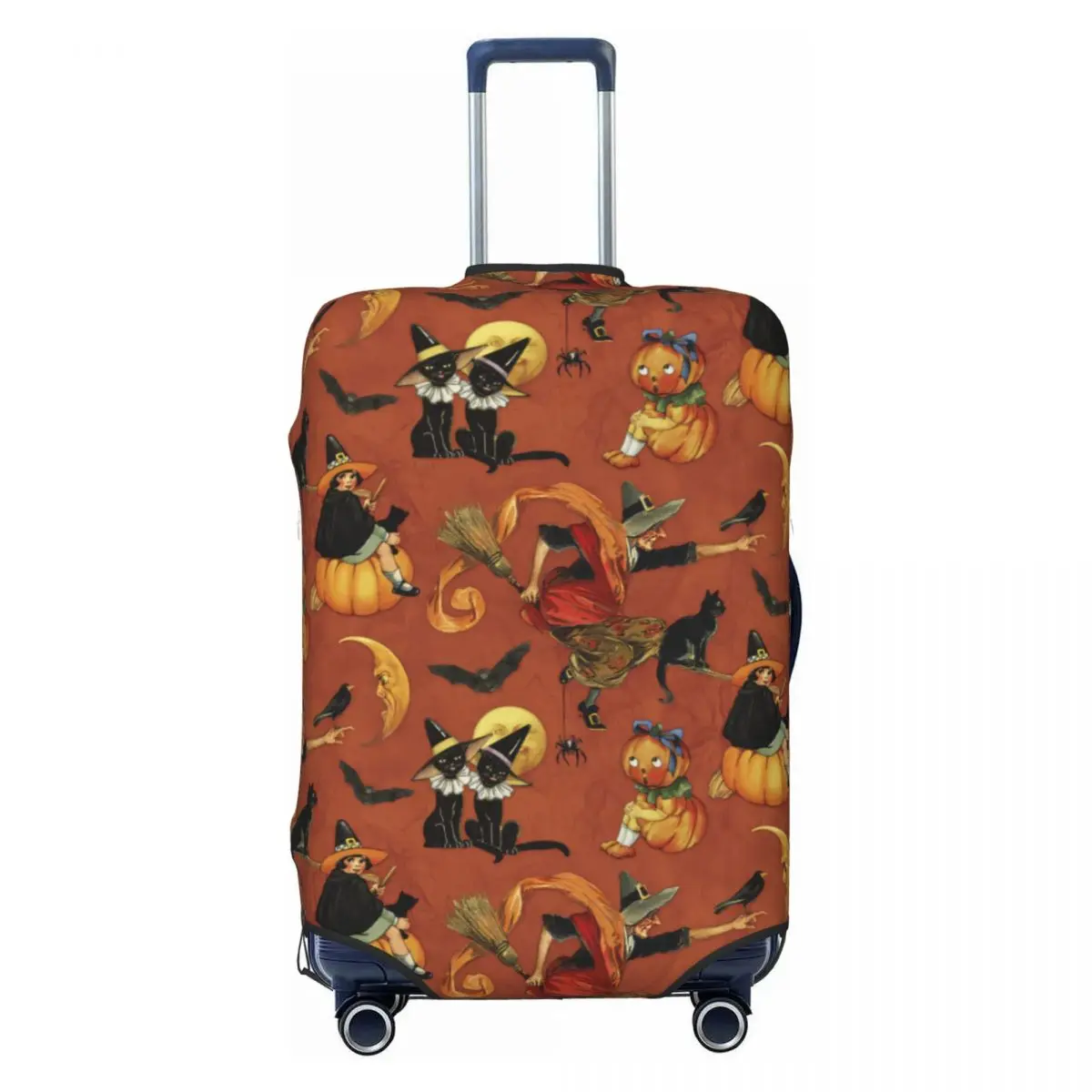 

Милый Хэллоуин, черные кошки, ведьмы, тыквы, чехол для багажа, моющиеся чехлы для дорожных чемоданов