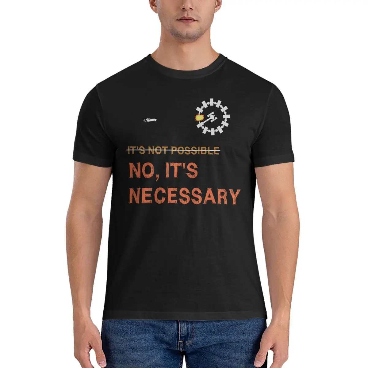 Novelty Docking It's Necessary T-Shirts for Men Crew Neck Pure Cotton T Shirt Interstellar Short Sleeve Tees Gift Idea Clothes