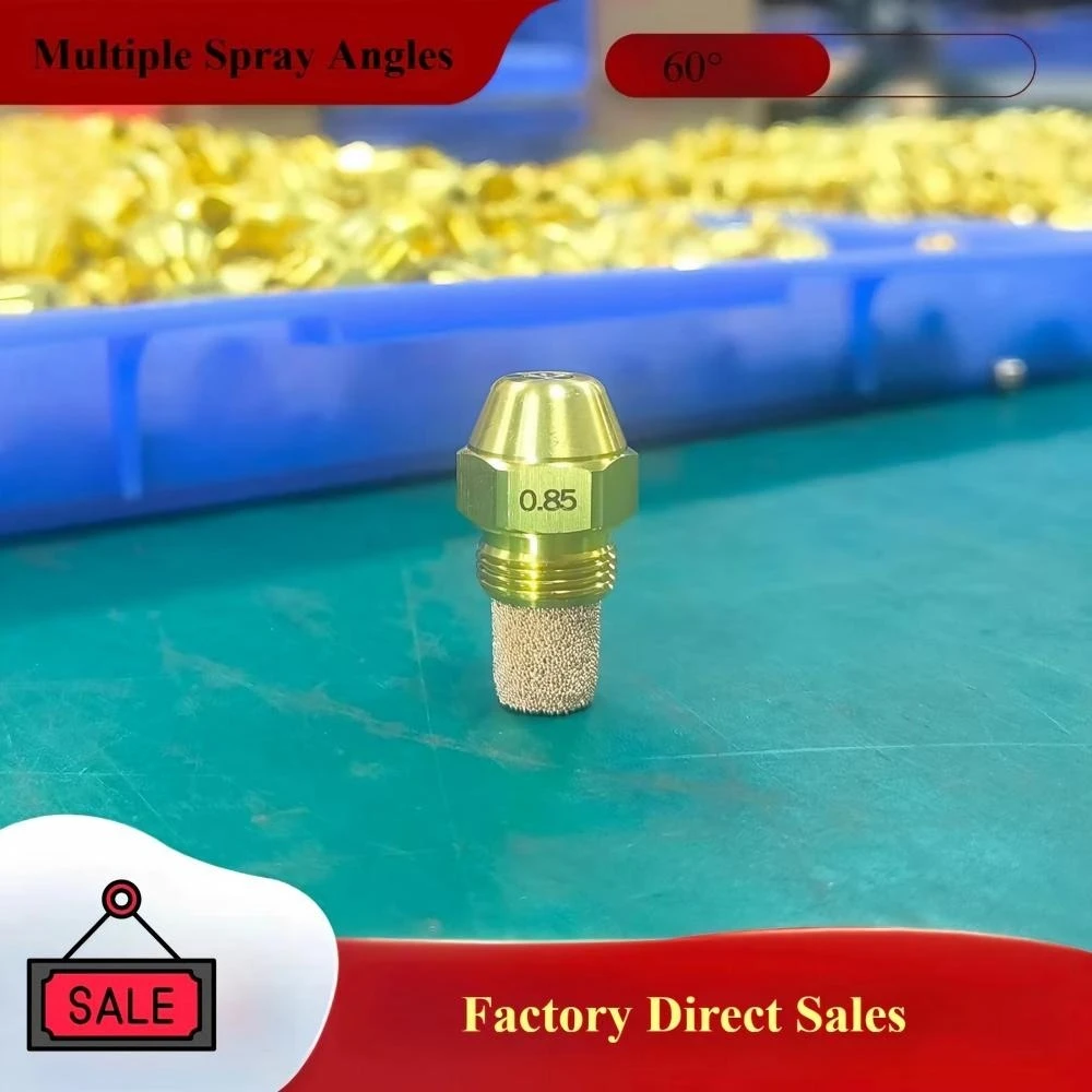 5PCS 60° Solid Spray Diesel Burner Nozzle Brass Fuel Injection Jet 0.3‑6.0USgal/H Replacement for Boiler Heating Furnace