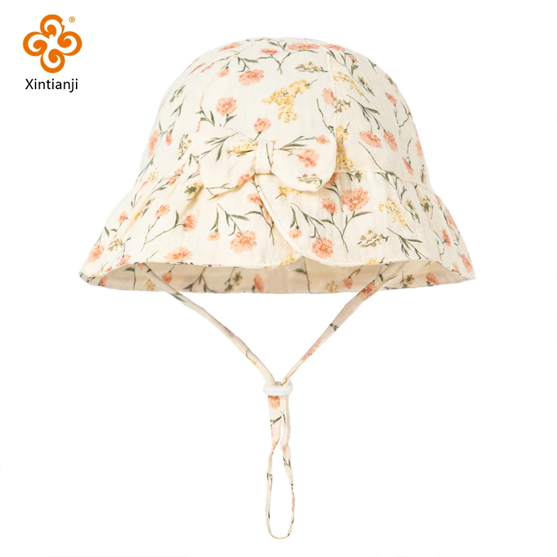 Cotton Gauze Fabric Cute Flowers Prints Soft Double Crinkled Gauze Children Flower Pants Pajamas DIY Material By The Meters