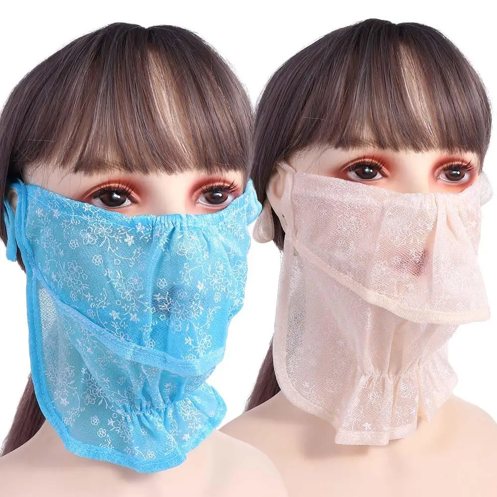 Summer Sun UV Protection Solid Color Outdoor Hiking Sports Sunscreen Face Scarves Face Cover Ice Silk Mask Neck Scarf