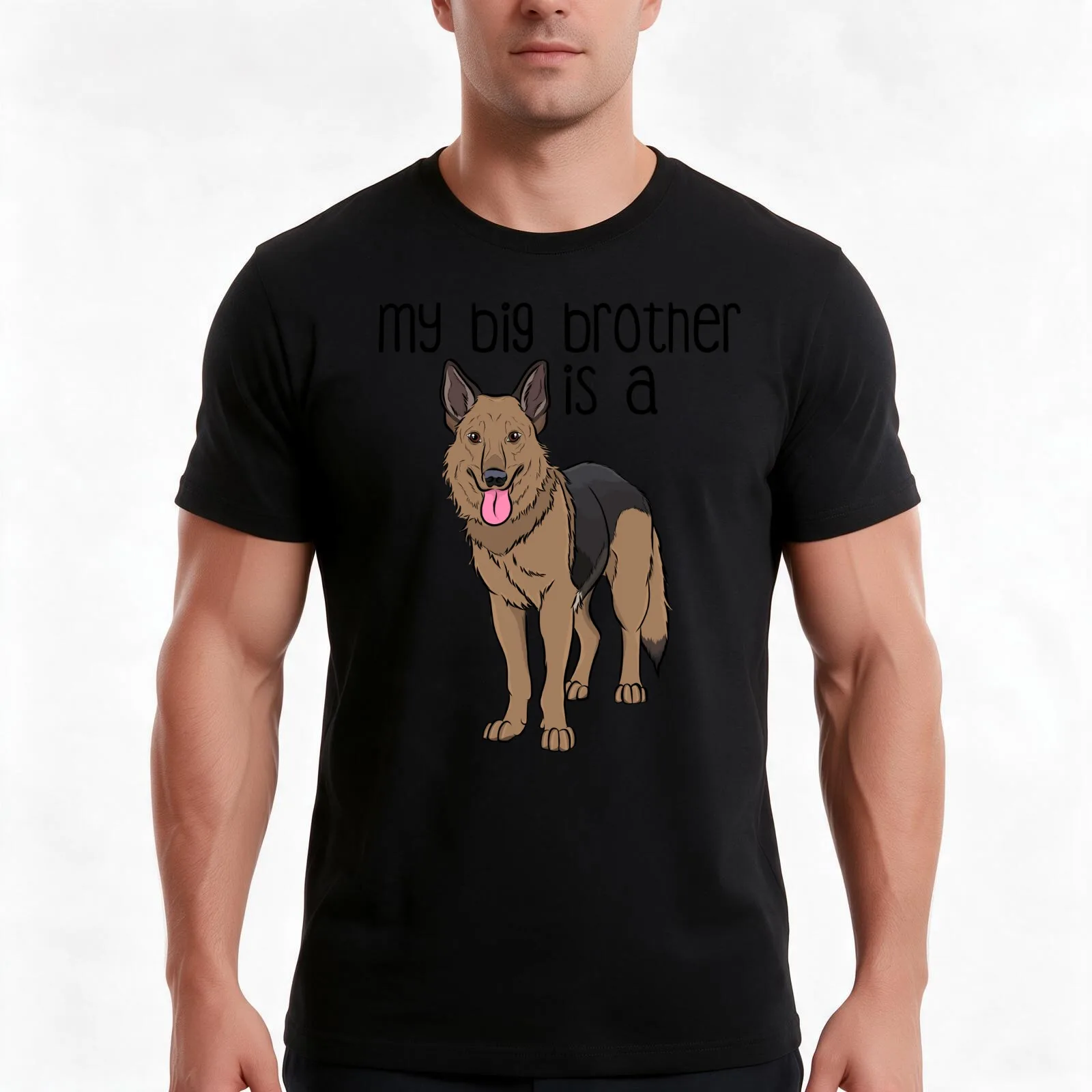 My Big Brother - German Shepard T-Shirt, Summer Casual Cotton Tee, Oversized Streetwear Tops, Vintage Graphic Print, 100% Cotton