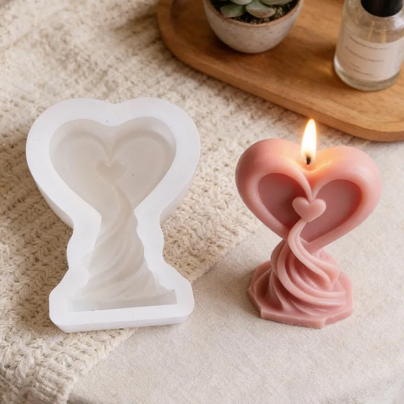 Spiral Love Column Silicone Mold DIY Aromatherapy Candle Soap Gypsum Crafts Cement Mold Wedding Decoration Valentine's Day Gift