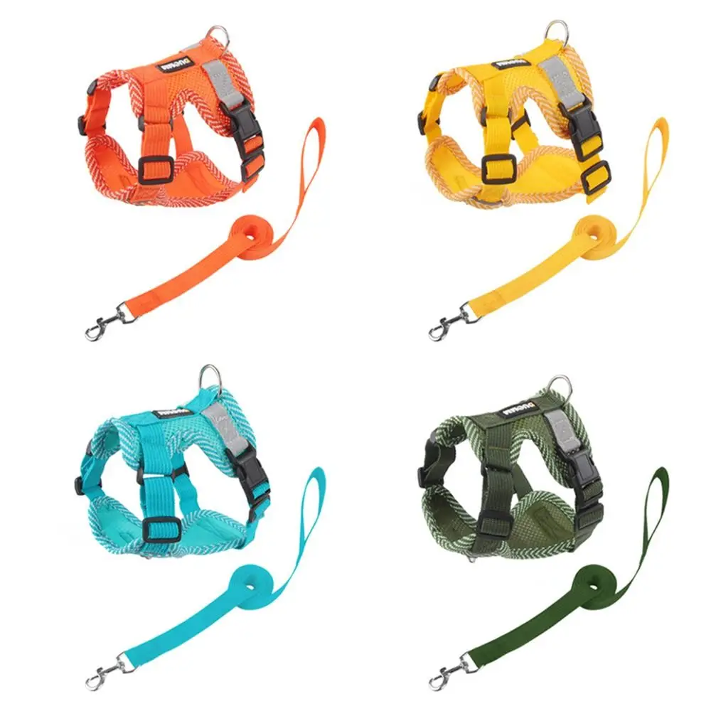 Регулируемый комплект шлейки для собак, устойчивый к побеге с тяговой веревкой, куртка, многоцветный мягкий сетчатый жилет для прогулок для домашних животных, щенок