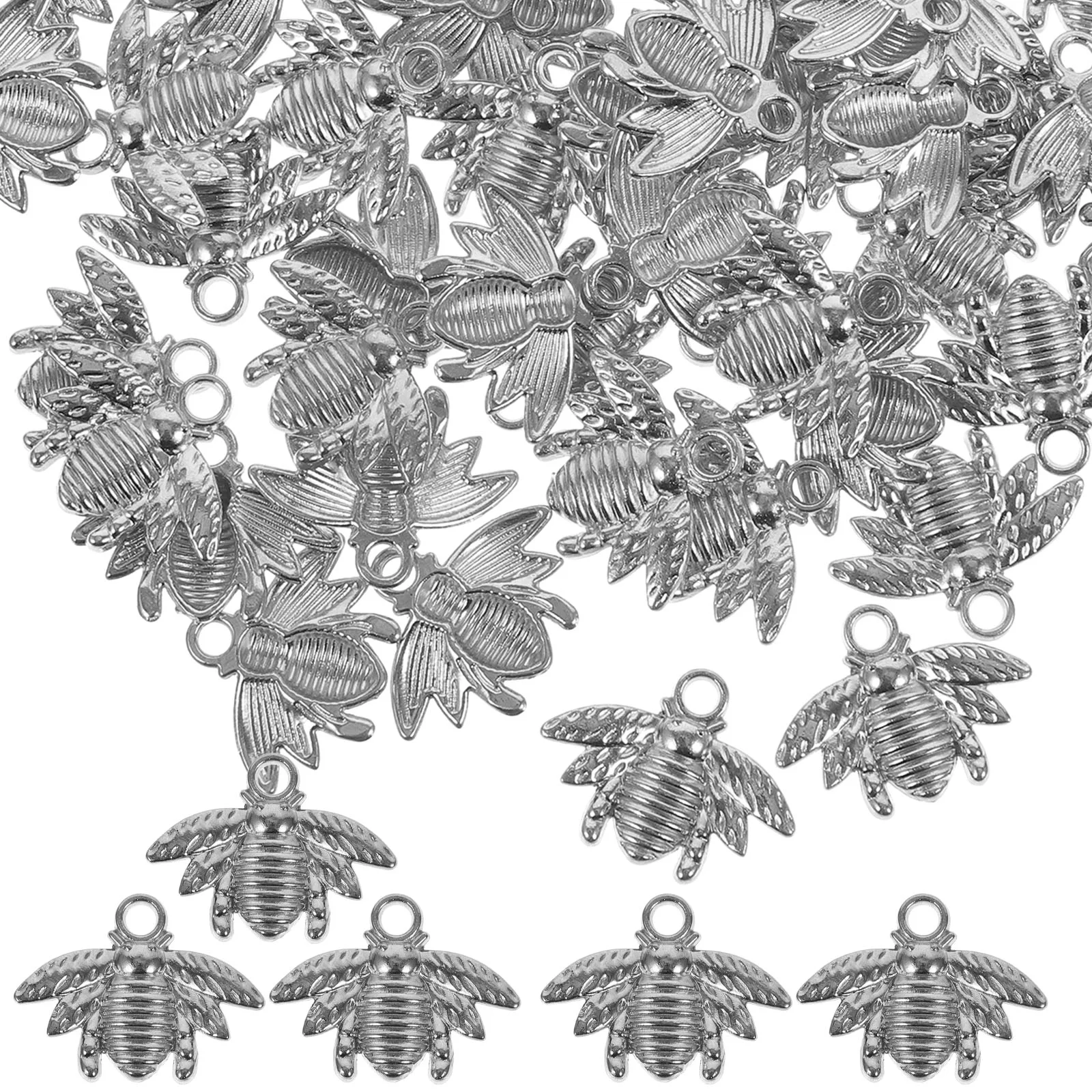 50 Pcs Bees for Crafts Little Pendant Jewlery Charms Earrings Keychain Necklace