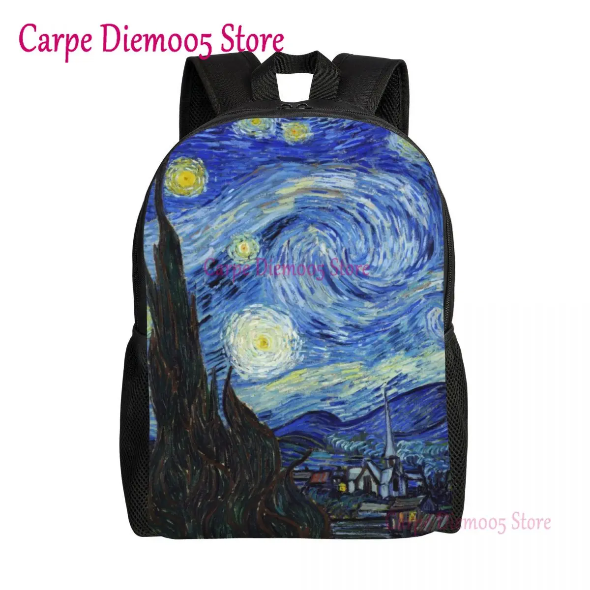 

Vincent Van Gogh Starry Night Laptop Backpack Men Women Fashion Bookbag for College School Students Art Painting Bags