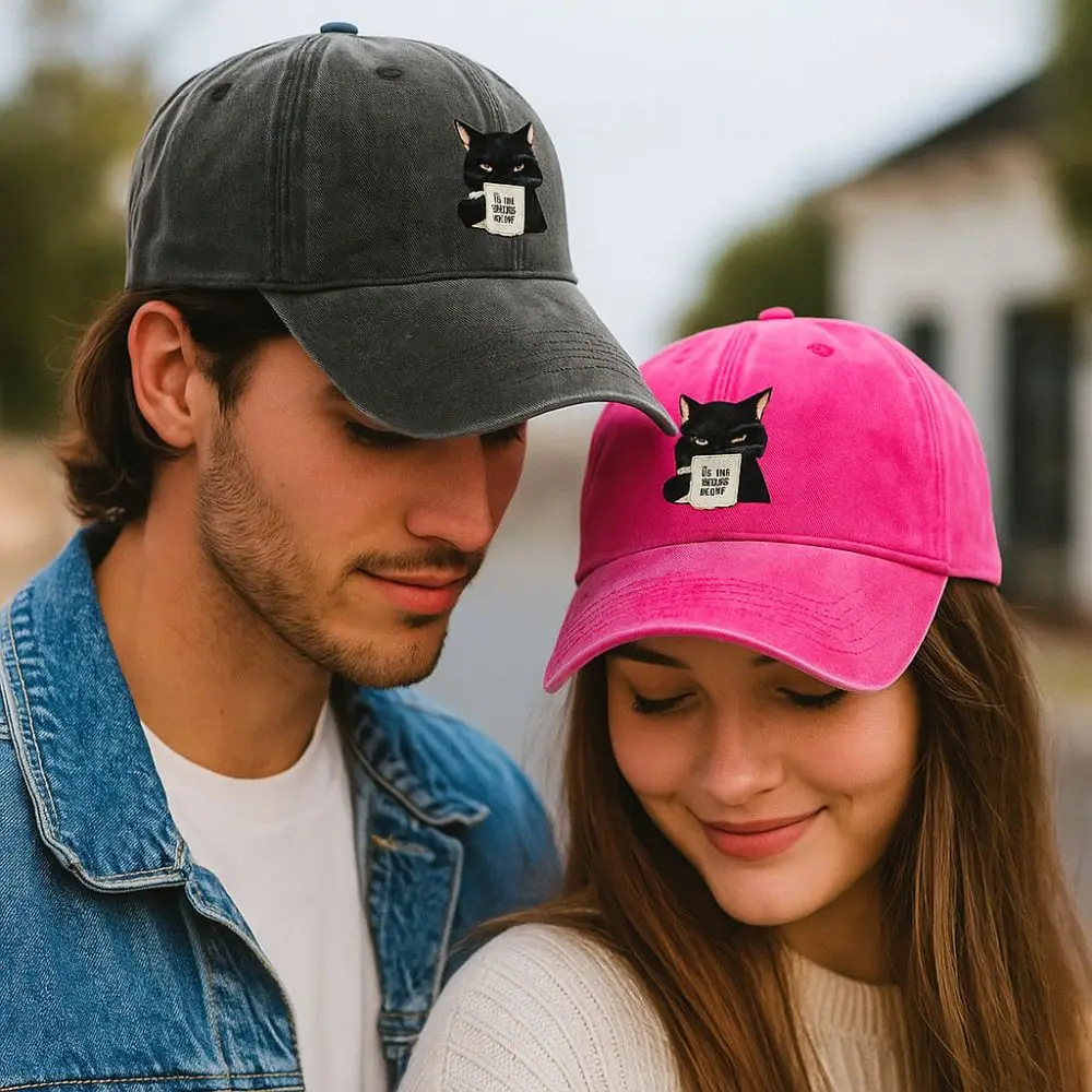 Trendy Cat Embroidery Feral Baseball Cap Adjustable Breathable Sun Hats Hip Hop Lightweight Sunscreen Hat Unisex Styles