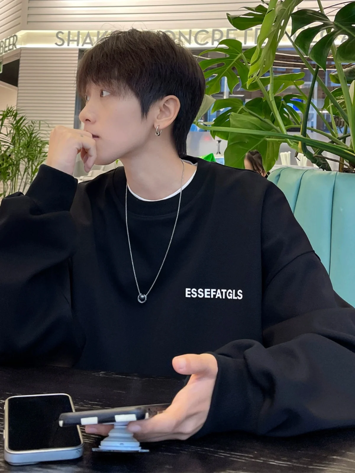 

Heavyweight Sweatirt Men's 300 Pou Large Size American Retro Hard Loose Casual Hong Kong Sle Jaet Autumn Winter Stre...