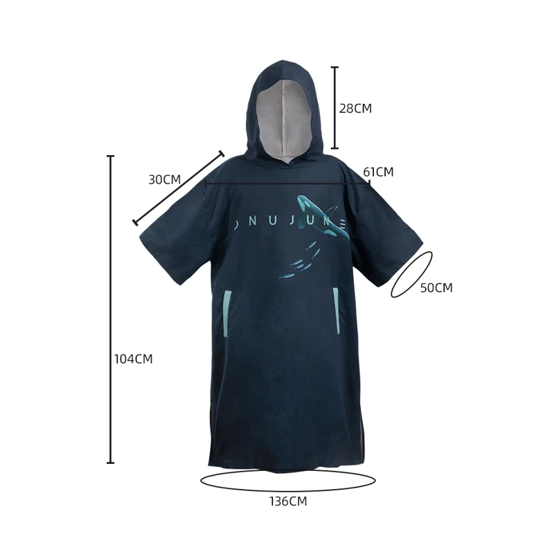 Nu-June Women Surfing Poncho Changing Robe Quick-Dry Hooded Towel Cape Swimming Robe Beach Wetsuit surf Towel Poncho adult