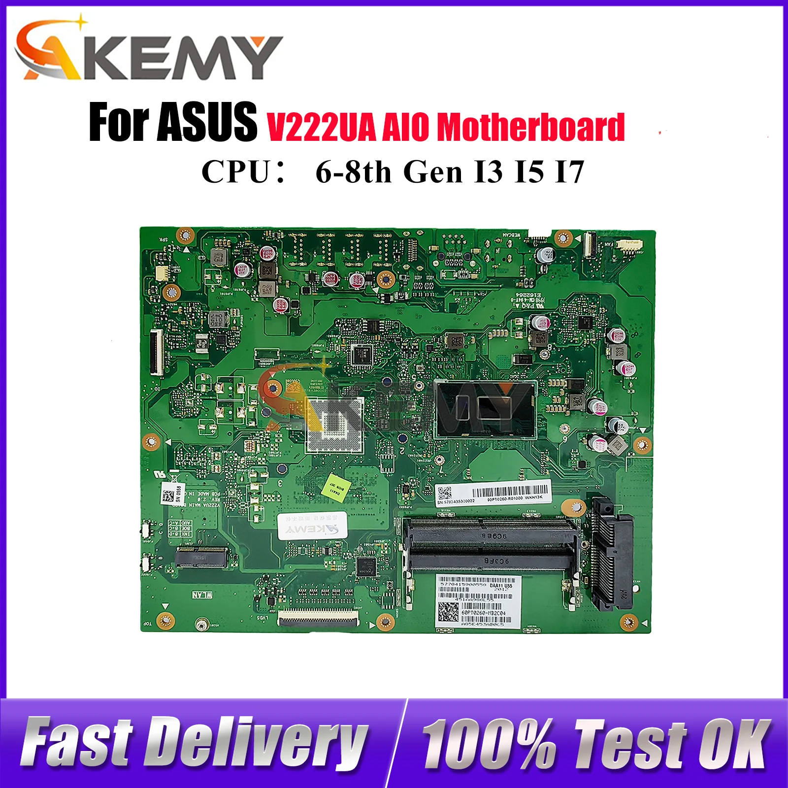 

V222UA Motherboard For ASUS Vivo AiO V222UA V222U Mainboard With I3 I5 I7 CPU 100% tests OK fast shipping High quality