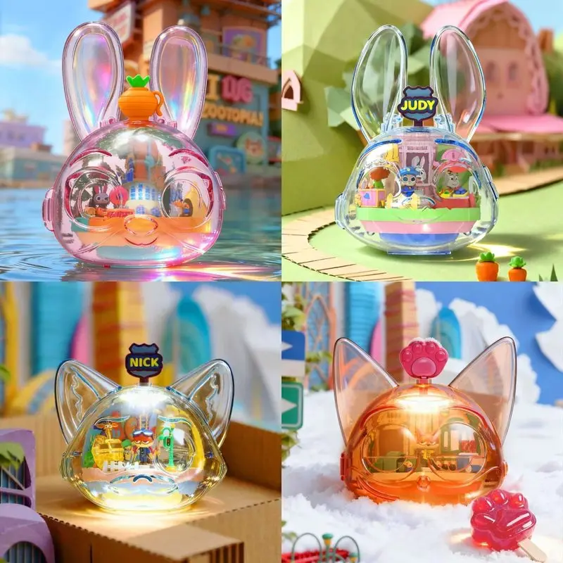 Genuine Zootopia Blind Box Spinning Series Movable Scene Change Anime Figure Co-branded Peripheral Collectible Toy Gift for Fans
