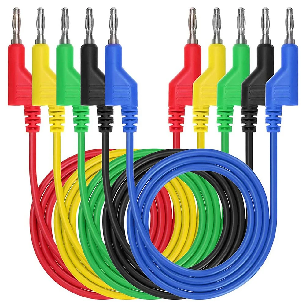 

5PCS Cable Test Leads Double Head Test Clip 1 M 4 Mm For Banana Wire For Electrical Laboratory Testing Accessories