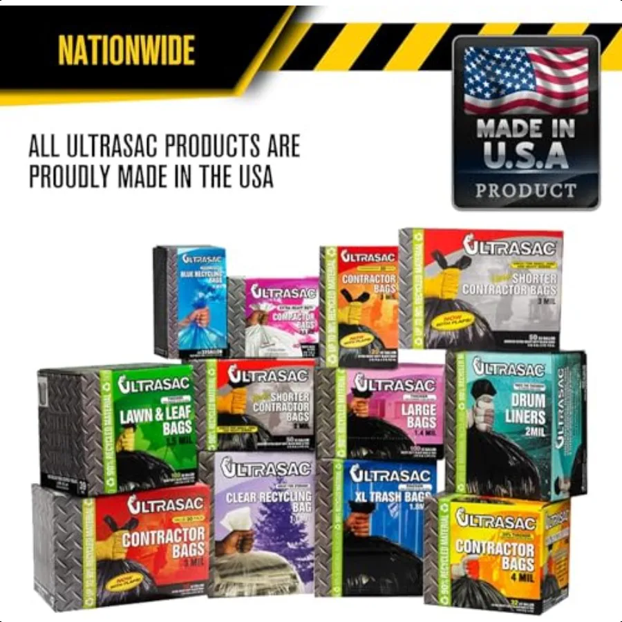 Sacos de empreiteiro 42 galões 20 pacote com laços de aba 32.75x4,5il grosso grande preto resistente sacos de lixo industriais para prof