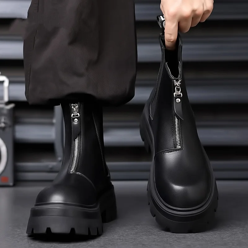 

italian brand designer boots for men luxury fashion punk rock platform shoes cowboy original leather boot high motorcycle botas