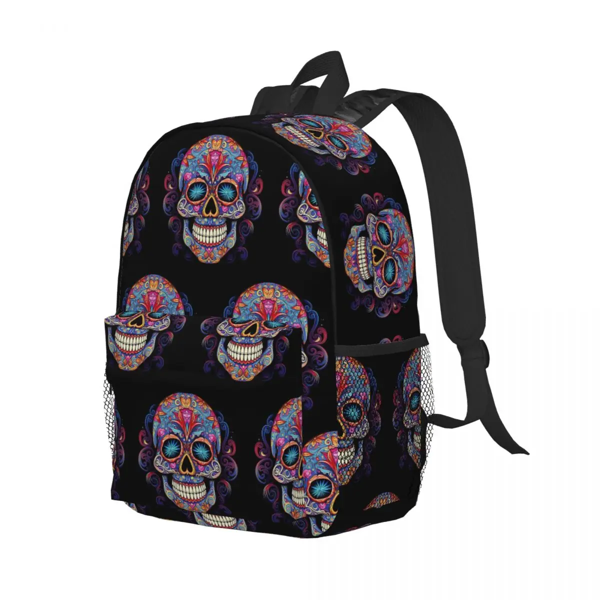 Mexikanischer Zuckerschädel-Rucksack zum Tag der Toten, Zuckerschädel-Rucksack für Studenten, Jungen, Mädchen, Büchertasche, Herren, Damen, Schultasche, Laptop-Umhängetaschen