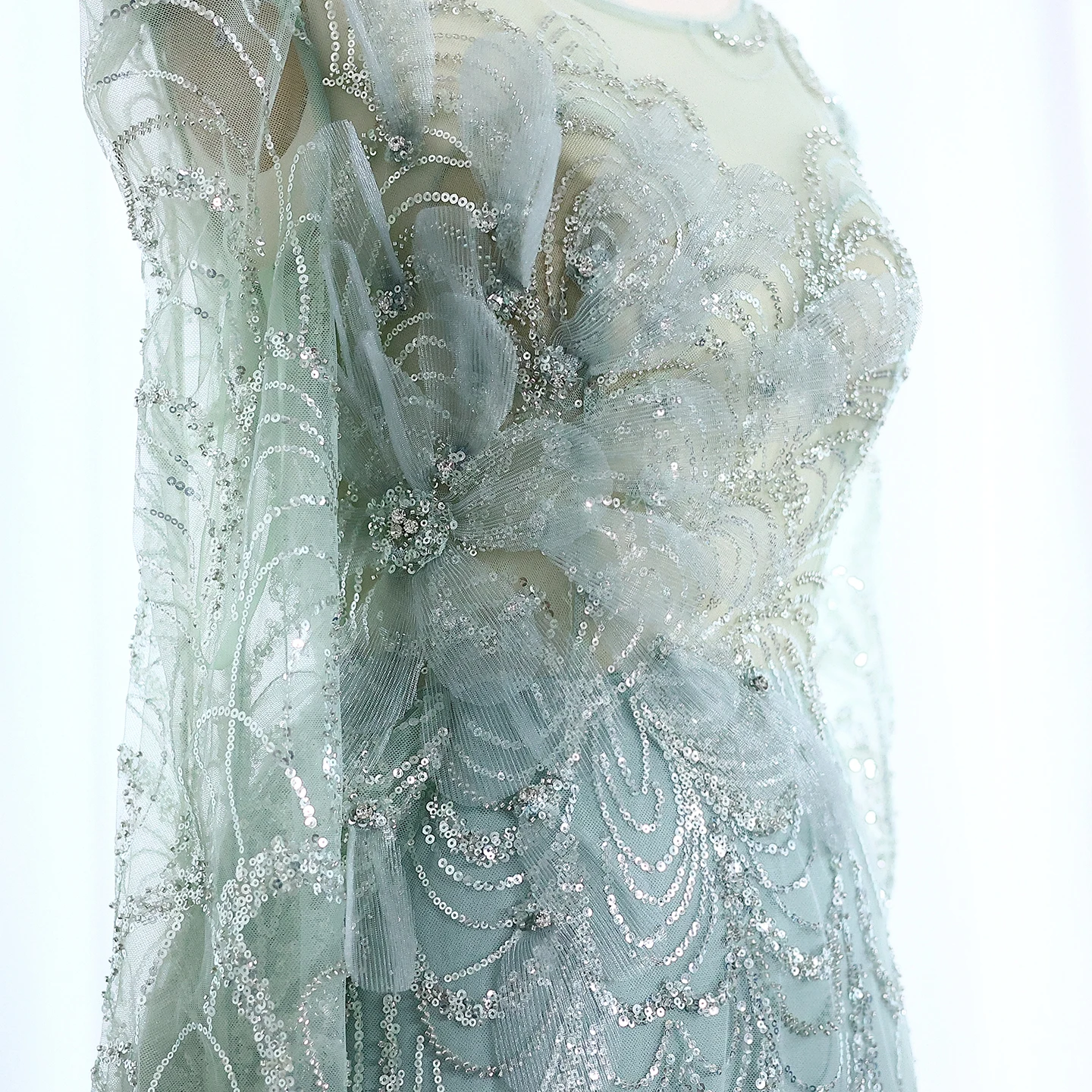 شارون سعيد فستان سهرة أنيق بأكمام طويلة حورية البحر وردي للنساء زفاف أزرق حكيم أخضر فستان رسمي للحفلات SS084 مخصص #6