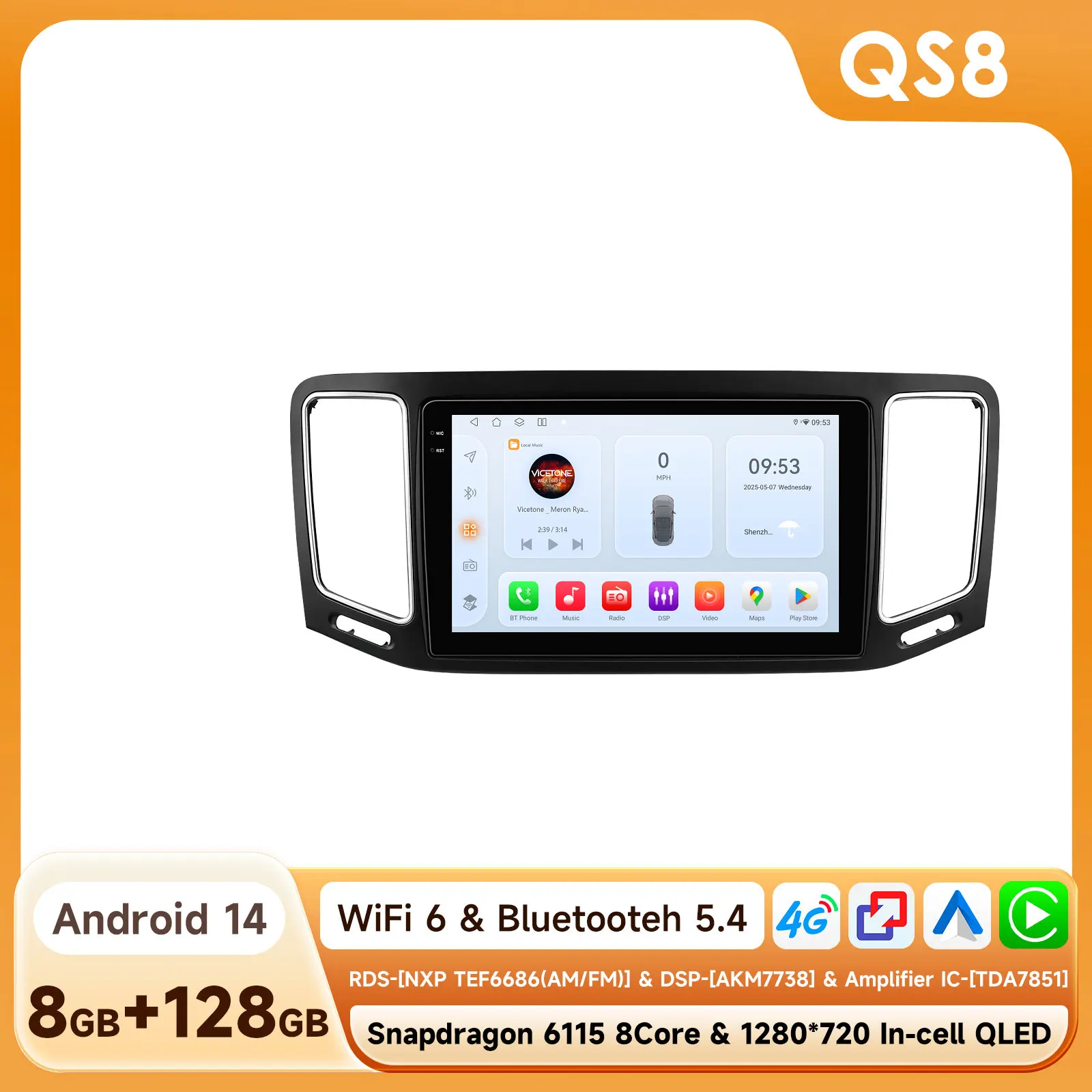 Hizpo 9 inch autoradio voor VW Sharan 7N 7N1 7N2 2010 - 2021 voor Seat Alhambra II draadloze Carplay Android multimediaspeler 2 DIN autoradio GPS stereo slimme intelligente systemen IPS touchscreen