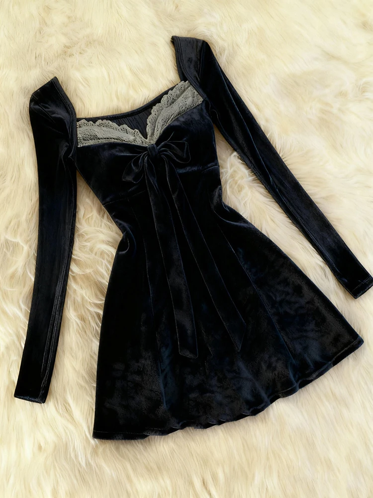 Długa spódnica Ele Deep Blue Lace Sve Dr ort, wyszczuplająca, damska, oryginalny projekt, sezon jesienny, mieszanka bawełny, A-Li...