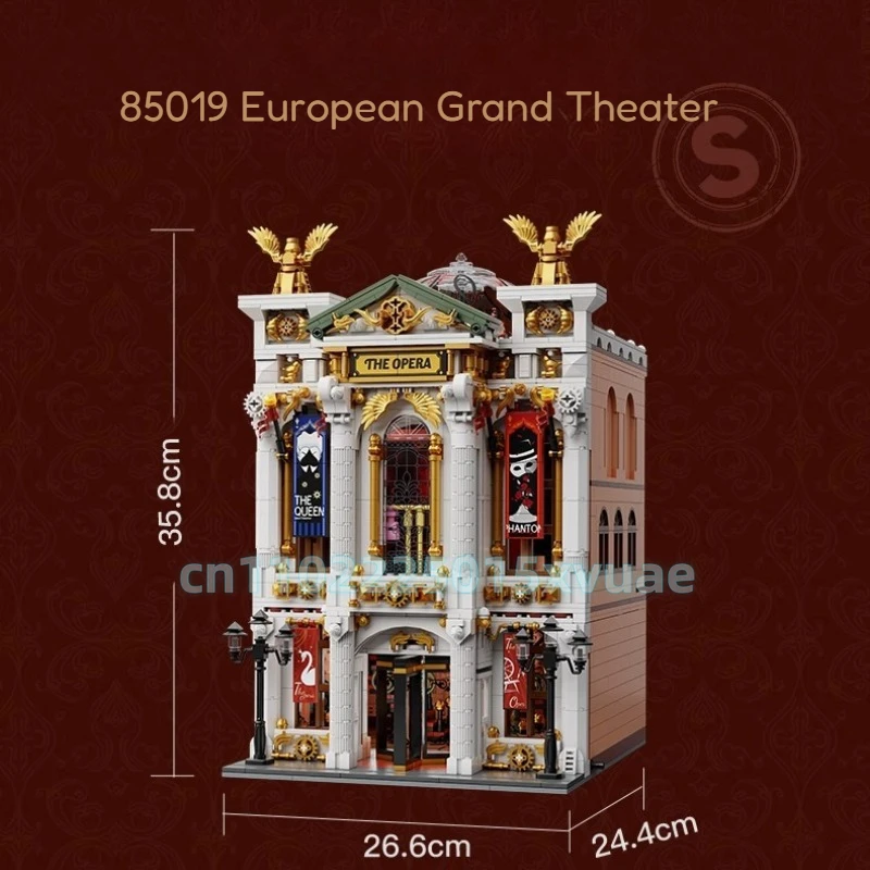 New Pantasy European Grand Theater Building Blocks Ornaments Collection Model Cartoon Architecture Toys Gifts for Boys and Girls